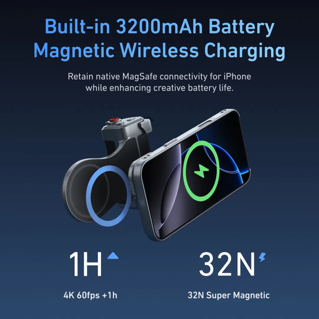 Telesin Master Grip Powerbank voor Smartphone - 3200mAh - Zwart