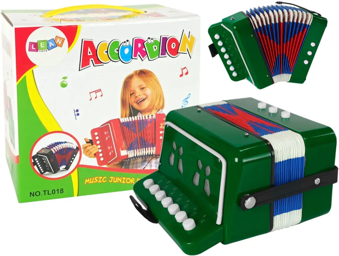 Accordeoninstrument voor een jonge muzikant groen
