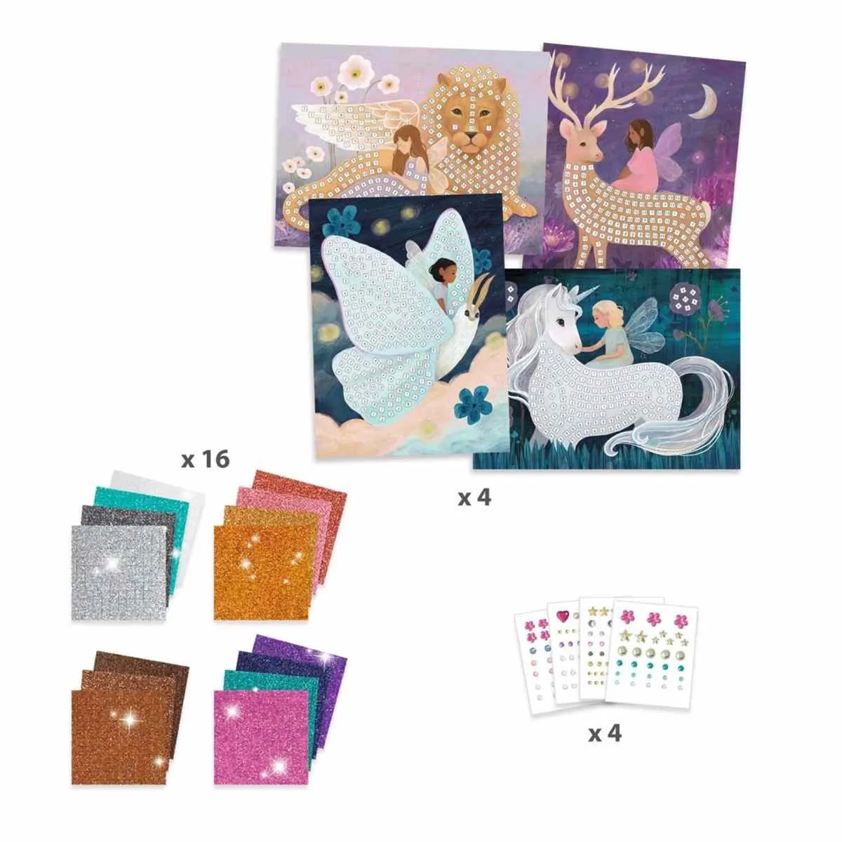 Djeco The Enchanted World Mozaïek Knutselset - 4 Stuks
