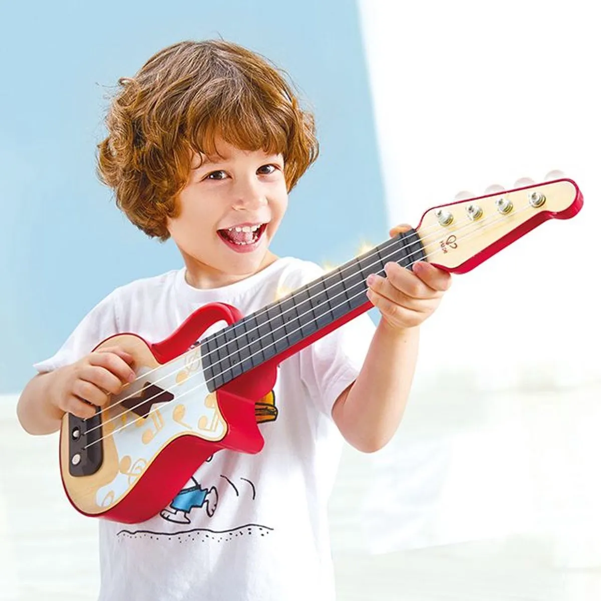 Hape Leer-met-lichtjes Ukelele - 3x AA - Veelkleurig