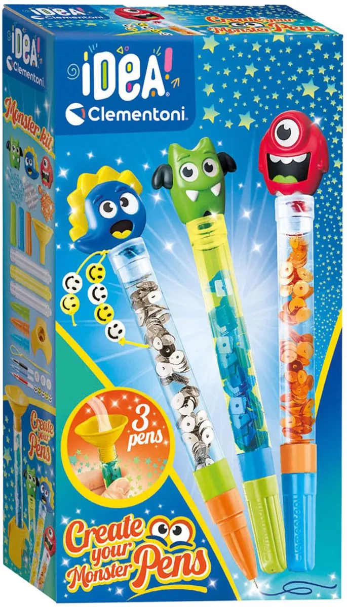 Clementoni iDea Glitterpennen Knutselpakket - 3 Stuks Multicolor