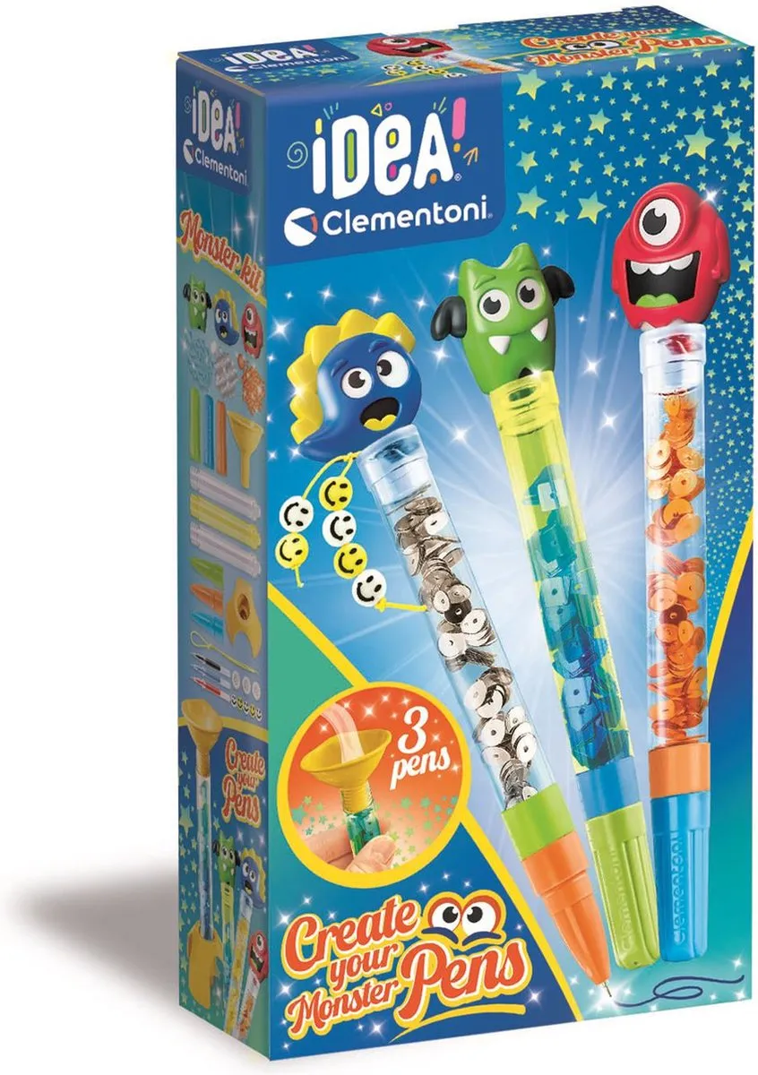 Clementoni iDea Glitterpennen Knutselpakket - 3 Stuks Multicolor