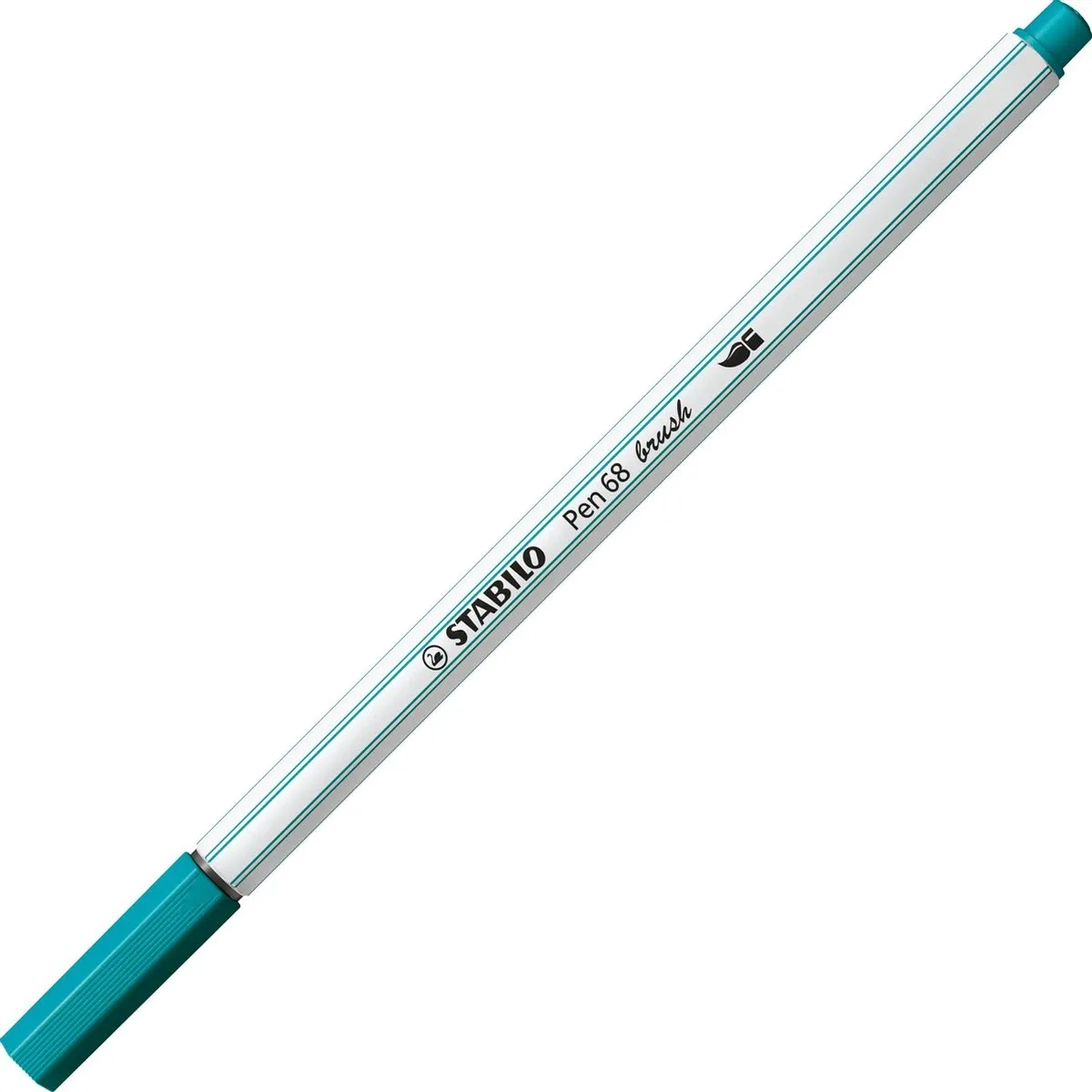STABILO Pen 68 Brush Premium Viltstift - Turquoise Blauw