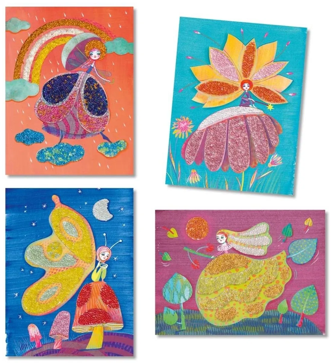Djeco Plakken Wonderland - 4 Schilderijtjes 15x20cm Multicolor