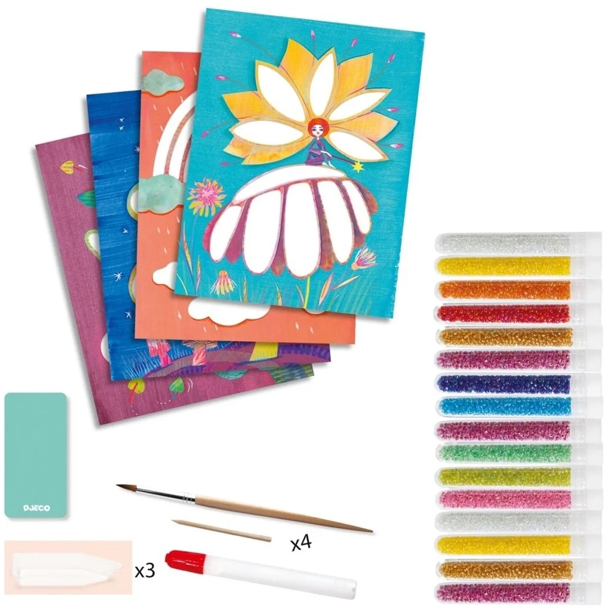 Djeco Plakken Wonderland - 4 Schilderijtjes 15x20cm Multicolor