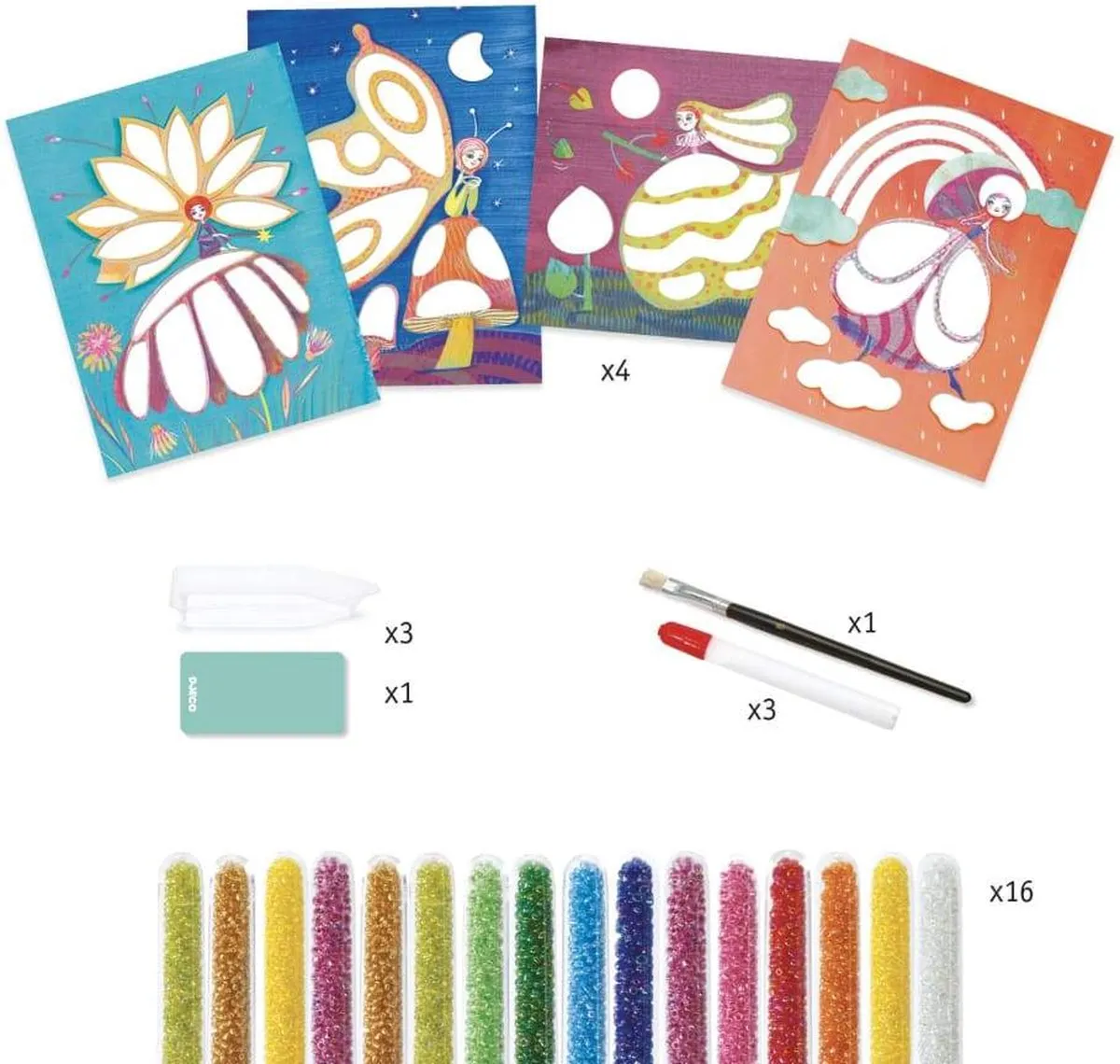 Djeco Plakken Wonderland - 4 Schilderijtjes 15x20cm Multicolor - afbeelding 6 van 6