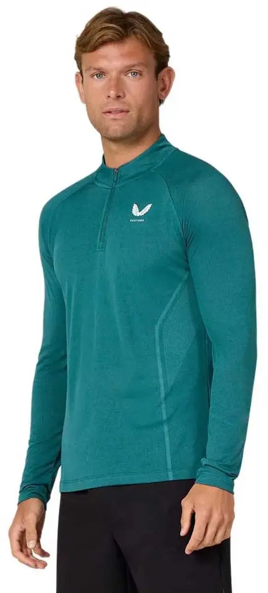 Castore Apex Engineered Knit Half Rits Lange Mouw T-shirt Groen L Man