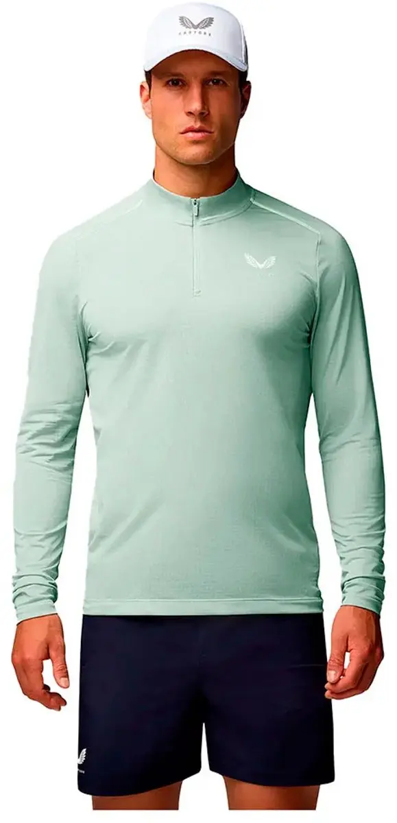 Castore Apex Aeromesh Half Rits Lange Mouw T-shirt Groen L Man