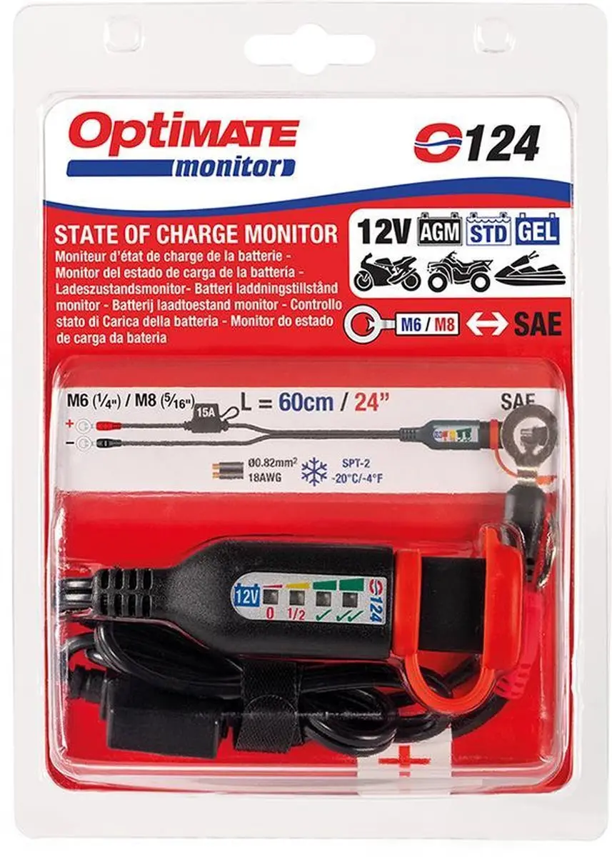TecMate OptiMate O-124 Accu-Statusmonitor 12V - 4LED - SAE