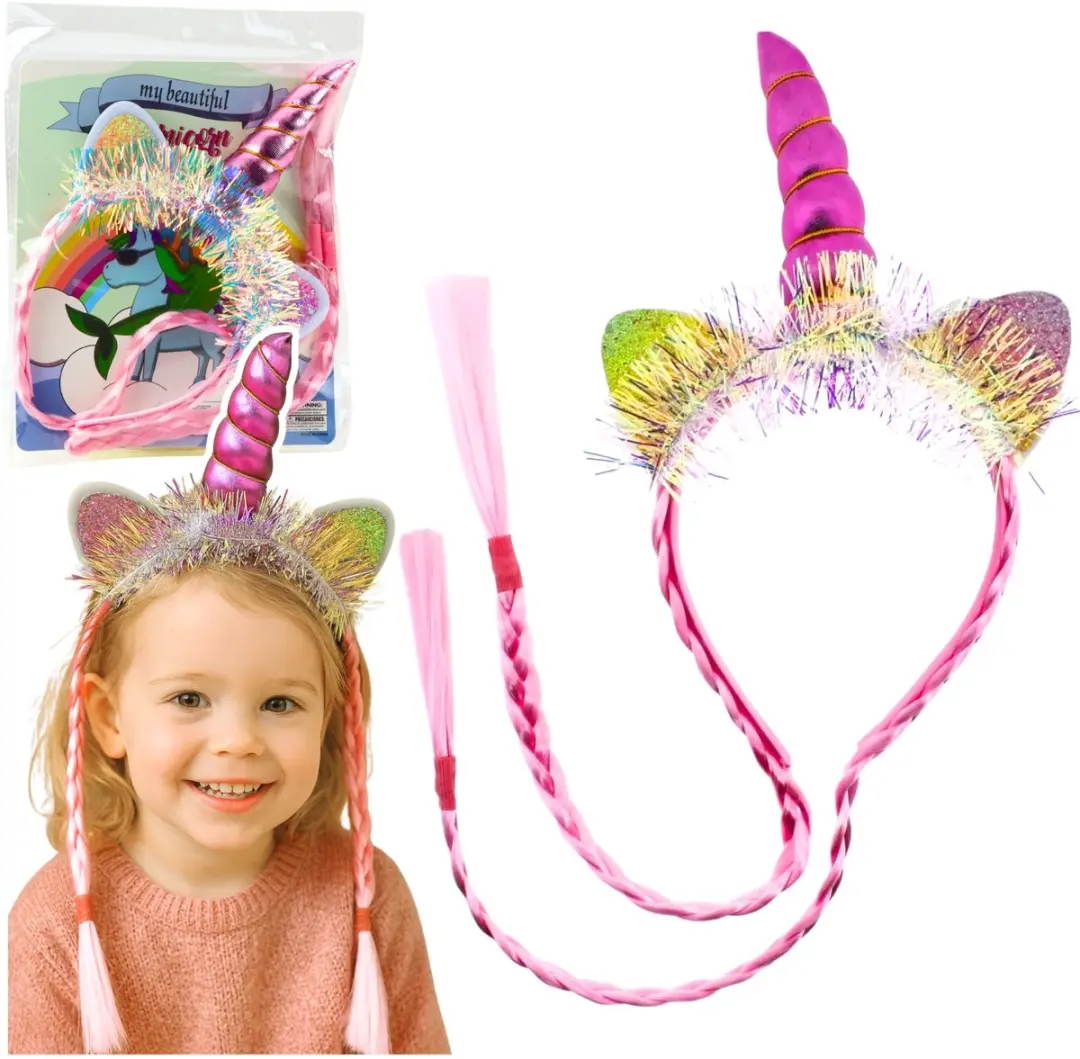 Eenhoorn Hoorn Oren Vlechten Haarband Roze