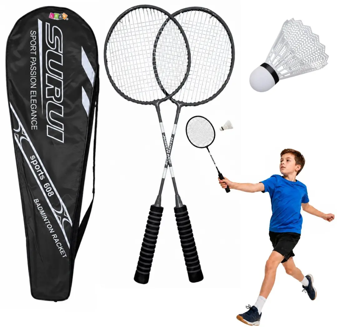 Lean Toys Badmintonset met Rackets en Shuttlehoes