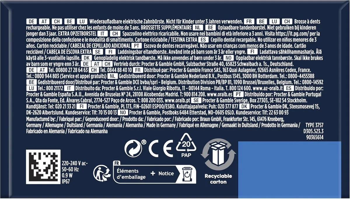 Oral-B Pro 1 - Oplaadbare Elektrische Tandenborstel - Met Drukregeling - Turquoise + Extra Opzetborstel