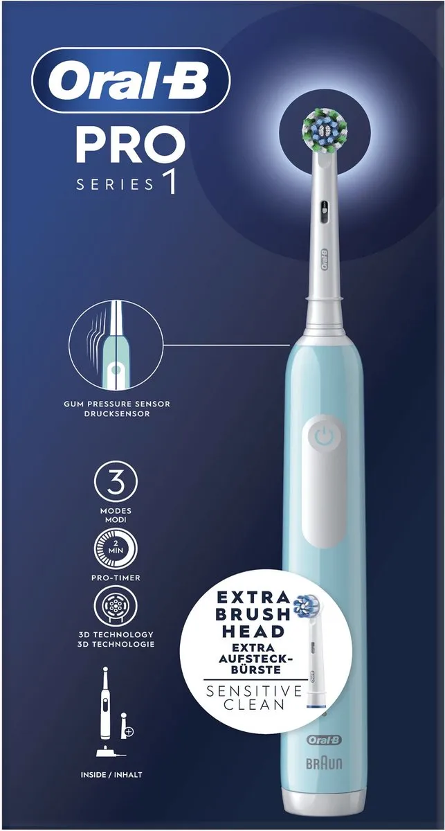 Oral-B Pro 1 - Oplaadbare Elektrische Tandenborstel - Met Drukregeling - Turquoise + Extra Opzetborstel