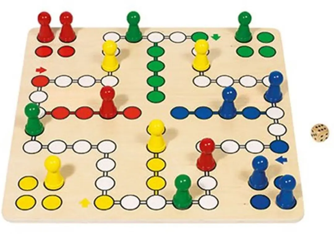 Bordspel: MENS-ERGER-JE-NIET 45x45cm, hout, 4+