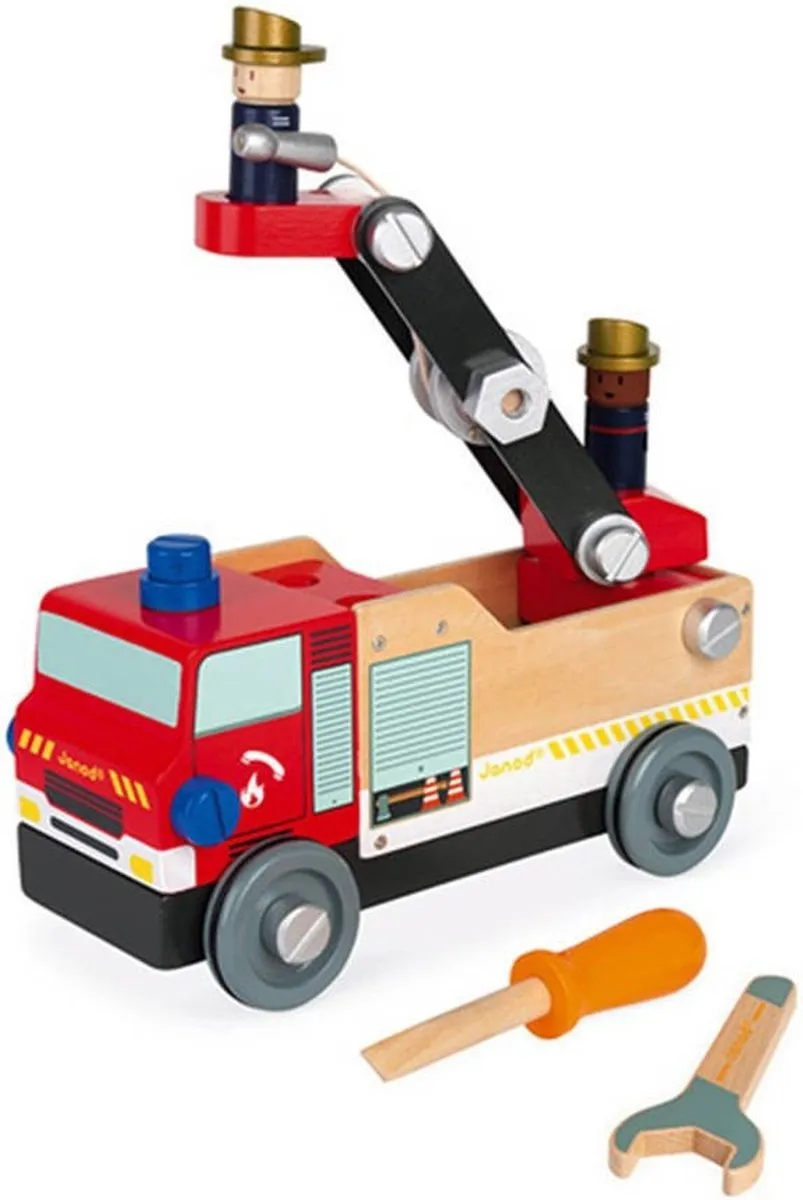 Janod Brico'kids Brandweerauto 6469 - 30cm - Rood
