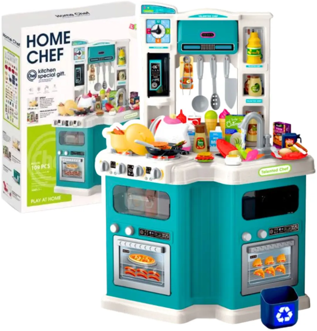Grote kinderkeuken thuis chef-kok kookgeluiden accessoires 109 stuks.