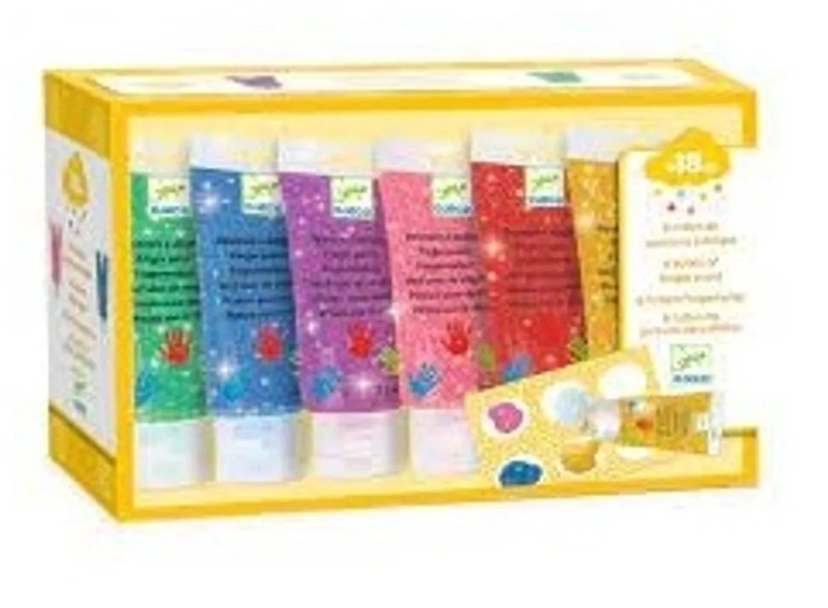 Djeco Glitter Vingerverf - 6 Kleuren 75ml - afbeelding 4 van 5