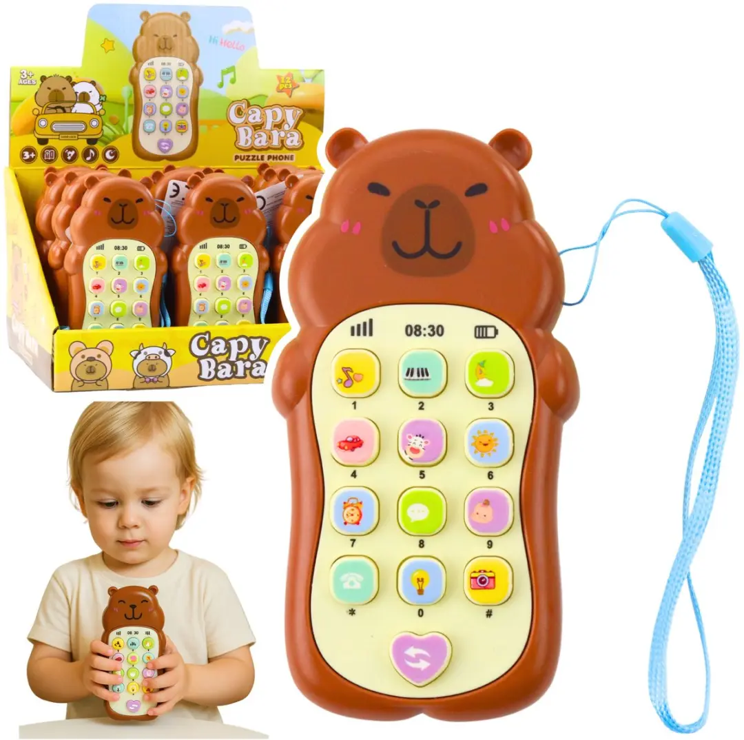 Educatieve kindertelefoonverlichting Geluiden Melodieën Capibara Bruin