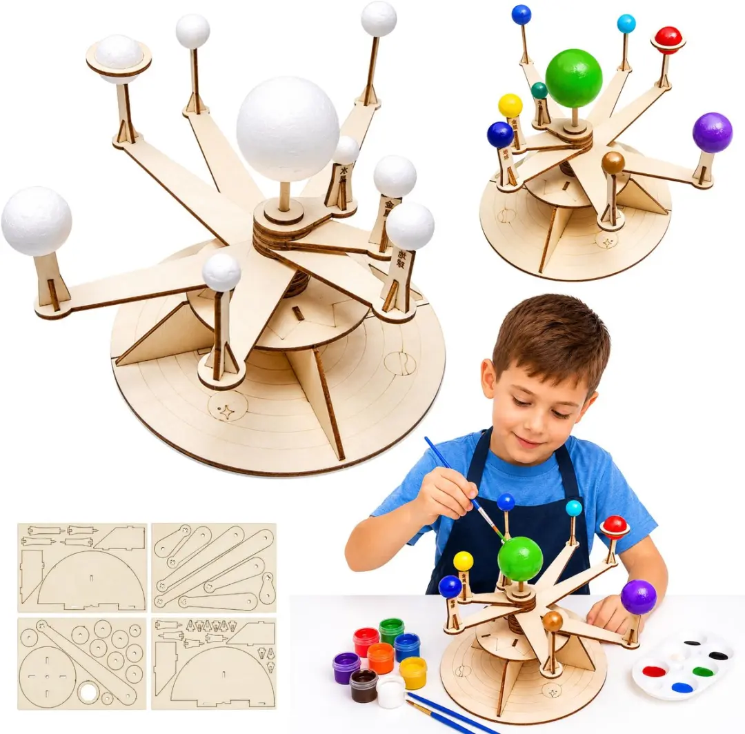 Houten zonnestelsel model planeten DIY educatieve kit