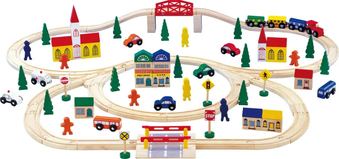 Houten treinbaanset XXL