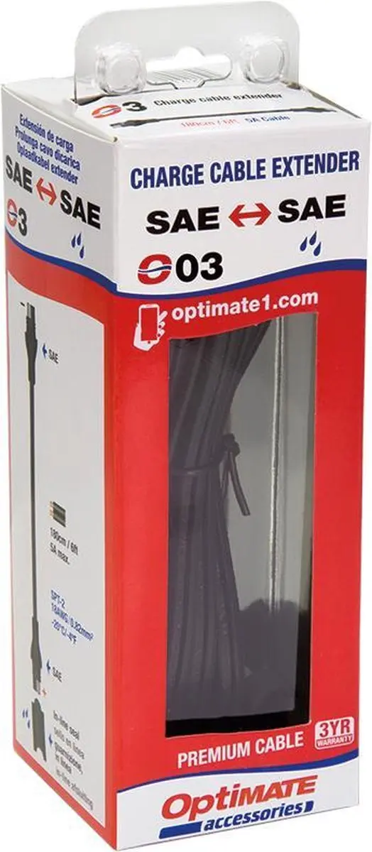 TecMate OptiMate O-03 Verlengsnoer 180cm - SAE-naar-SAE - 7A
