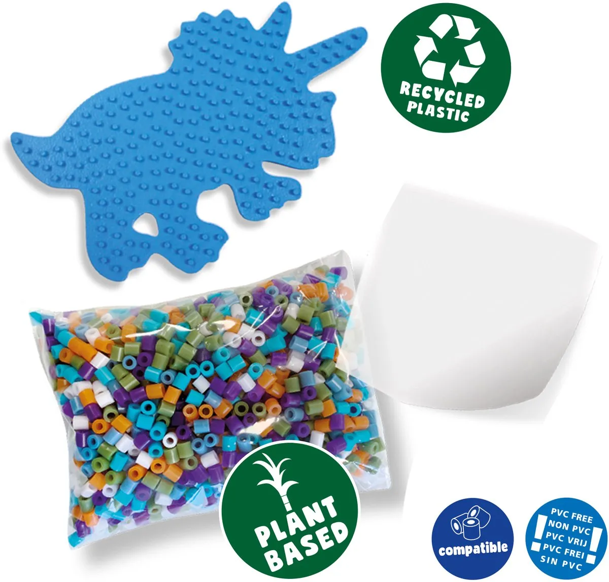 SES Creative Green Beedz Dino Strijkkralen 1200 Stuks - 12 Kleuren