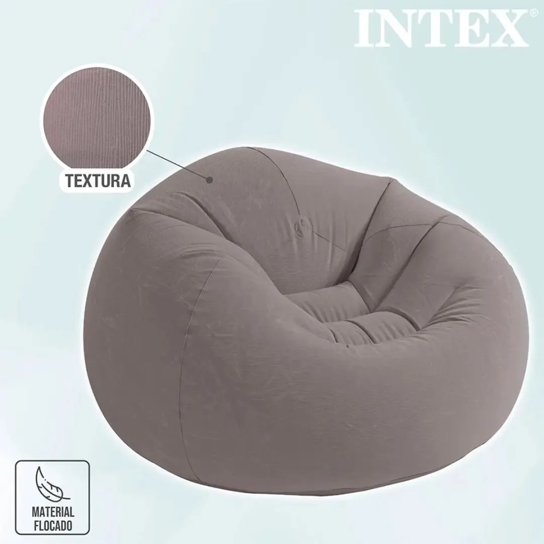 Intex Beanless Bag Deluxe Opblaasbare Lounge Stoel 99cm - Neutraal grijs