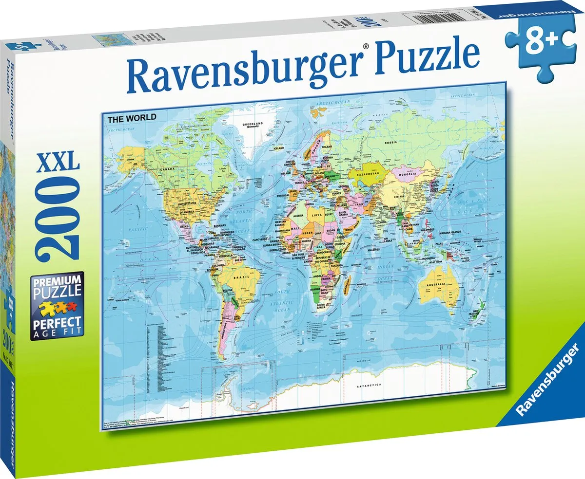 Ravensburger Wereldkaart Puzzel 200 Stuks - Multicolor