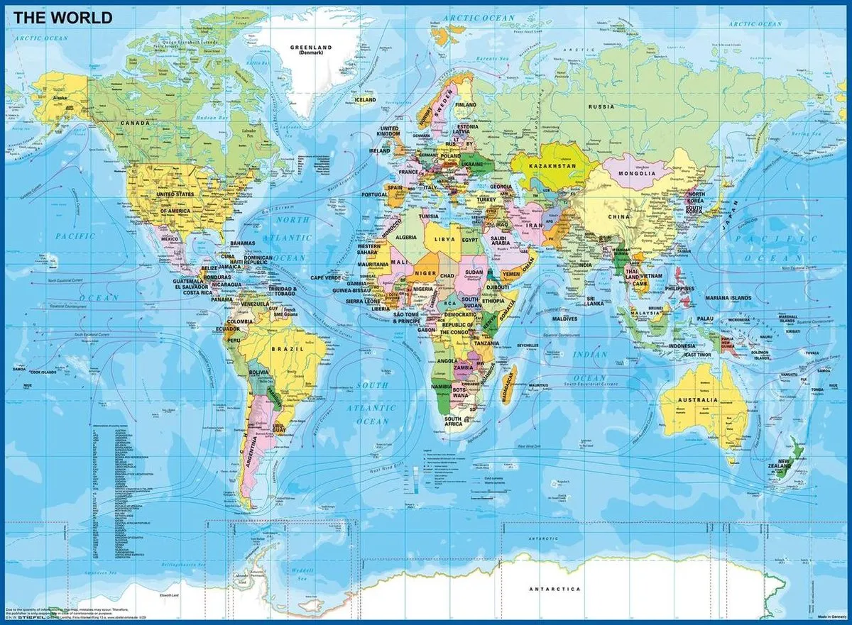 Ravensburger Wereldkaart Puzzel 200 Stuks - Multicolor