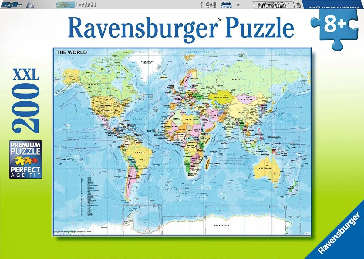 Ravensburger Wereldkaart Puzzel 200 Stuks - Multicolor