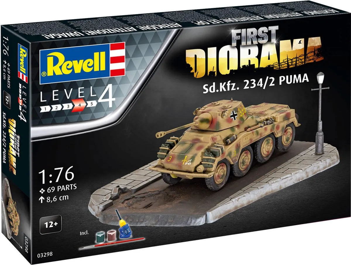 Revell 03298 Diorama Modelbouwpakket Sd.Kfz. 234/2 Puma - 1:76 - 69 Onderdelen