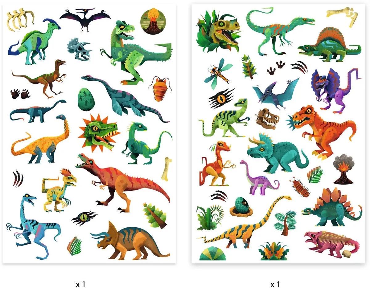 Djeco Tattoos Dino Club - Tijdelijke Tattoos - 250 Stuks - Meerkleurig