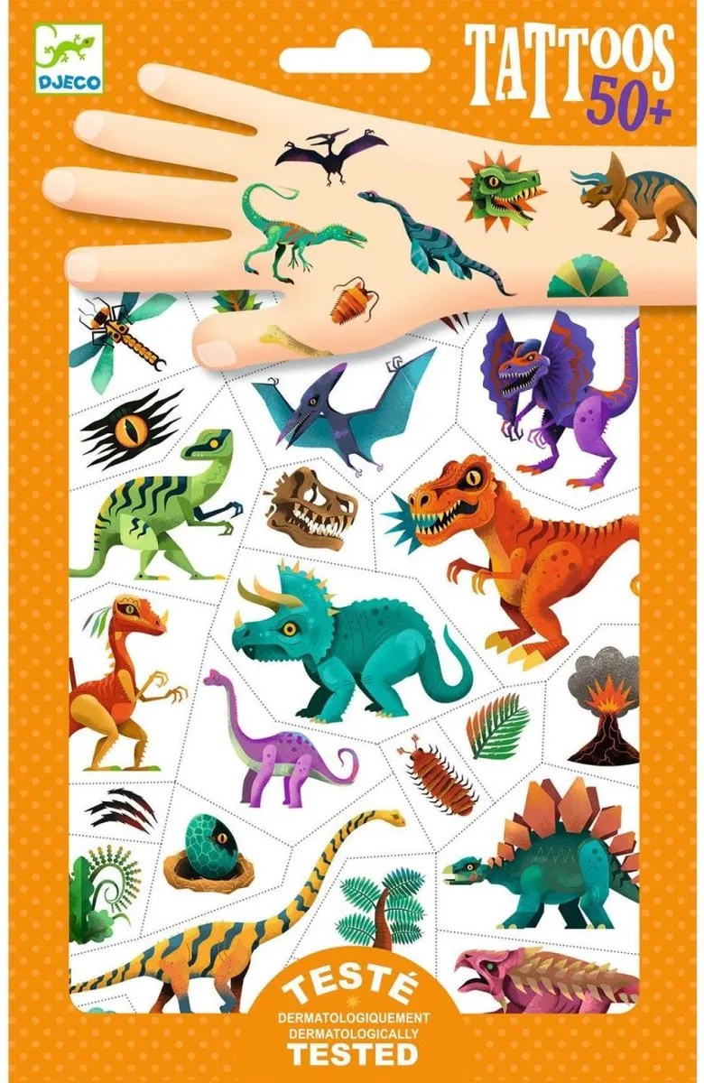 Djeco Tattoos Dino Club - Tijdelijke Tattoos - 250 Stuks - Meerkleurig