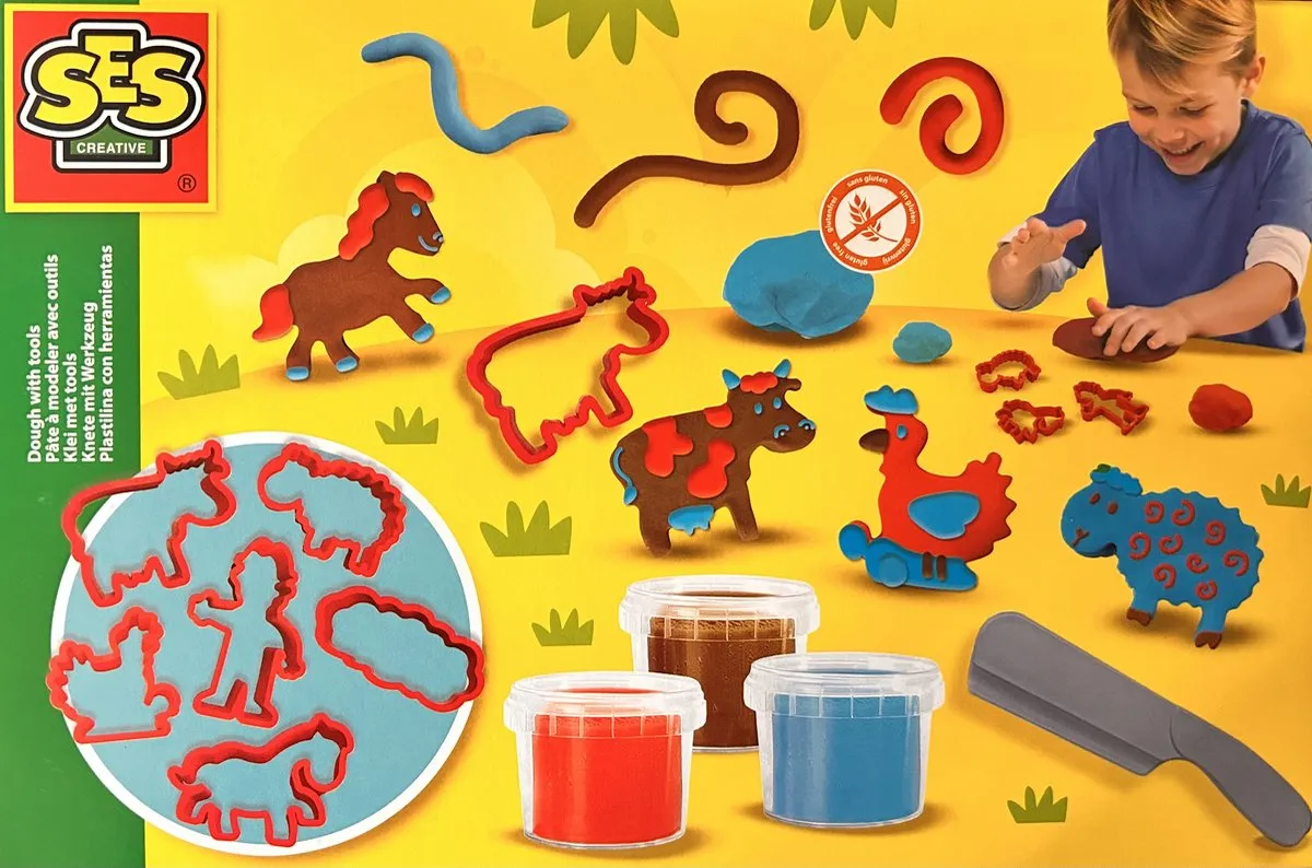 SES Creative Klei met Tools Boerderijdieren - 3 Stuks