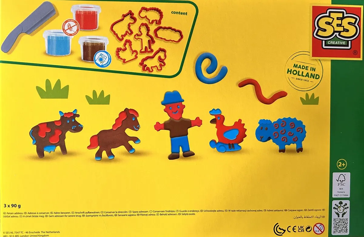 SES Creative Klei met Tools Boerderijdieren - 3 Stuks