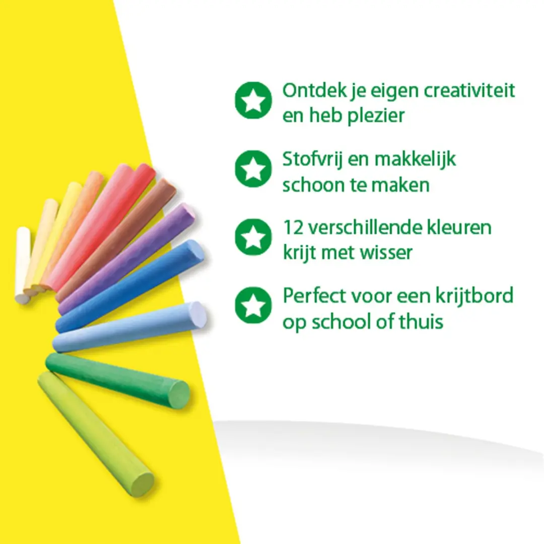 SES Creative Krijtjes met Wisser - 12 Kleuren
