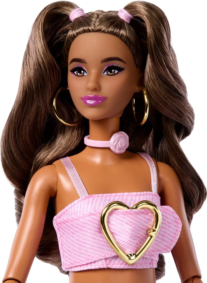 Barbie JJN71 Modepop - Roze Denim Croptop