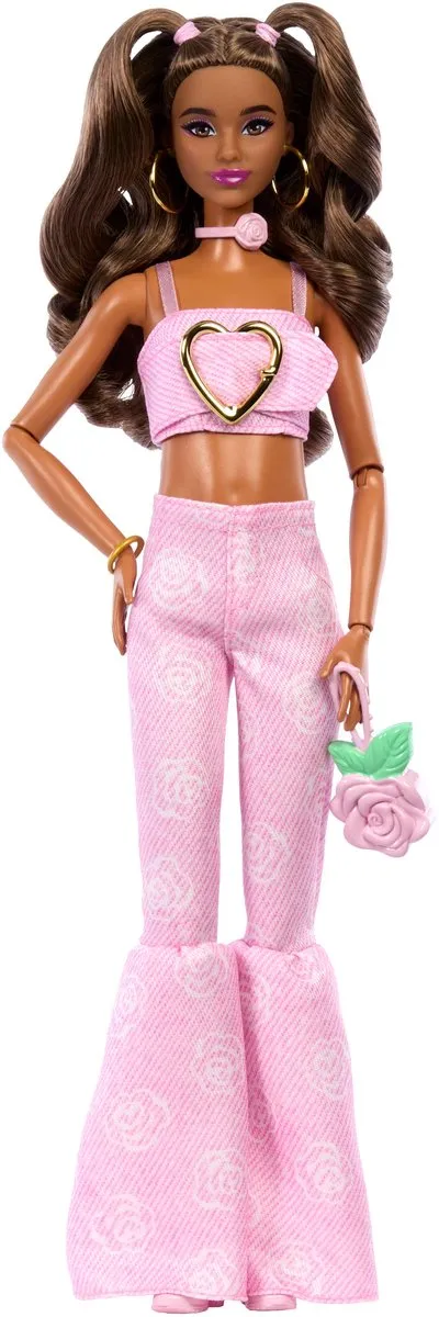 Barbie JJN71 Modepop - Roze Denim Croptop
