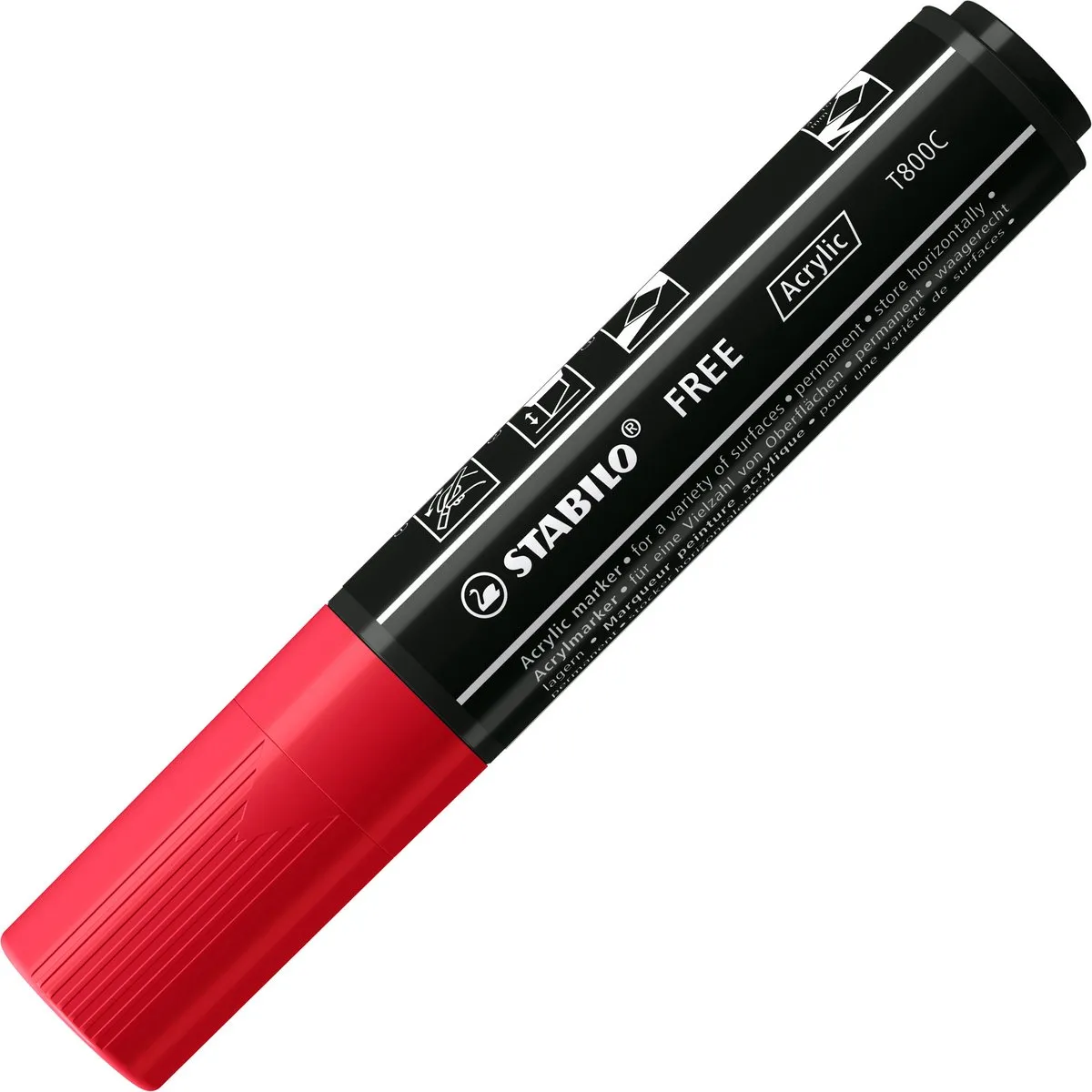 STABILO FREE T800C Acryl Marker Schuine Punt 4-10mm - Karmijn Rood