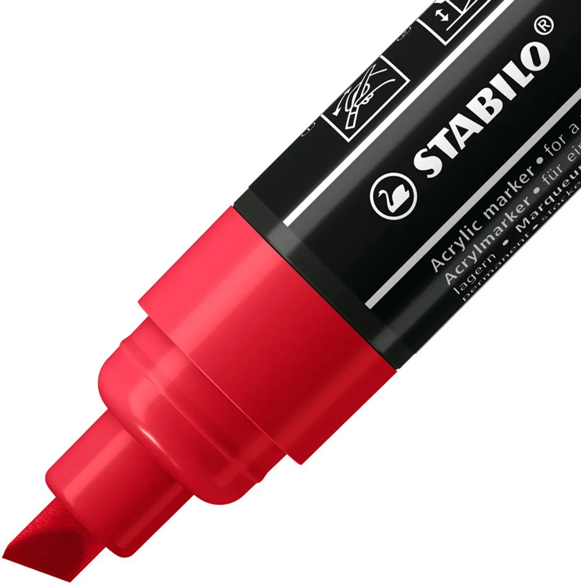STABILO FREE T800C Acryl Marker Schuine Punt 4-10mm - Karmijn Rood