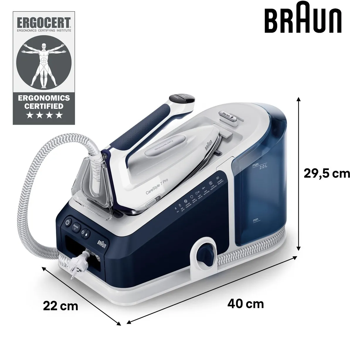 Braun CareStyle 7 Pro IS7282BL Stoomgenerator - 2700W - 2L - Blauw