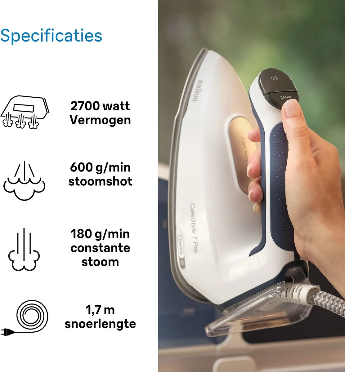 Braun CareStyle 7 Pro IS7282BL Stoomgenerator - 2700W - 2L - Blauw