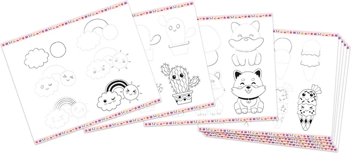 Janod Step by Step Creatief Kawaii Tekenkit - 20 Modellen