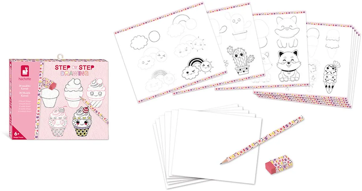 Janod Step by Step Creatief Kawaii Tekenkit - 20 Modellen