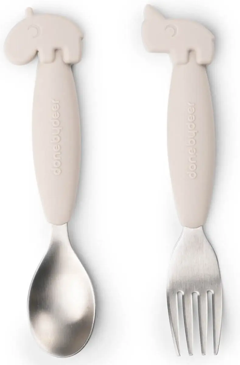 Done By Deer Deer Friends Lepel en Vork - 2 Stuks - Beige - afbeelding 5 van 5