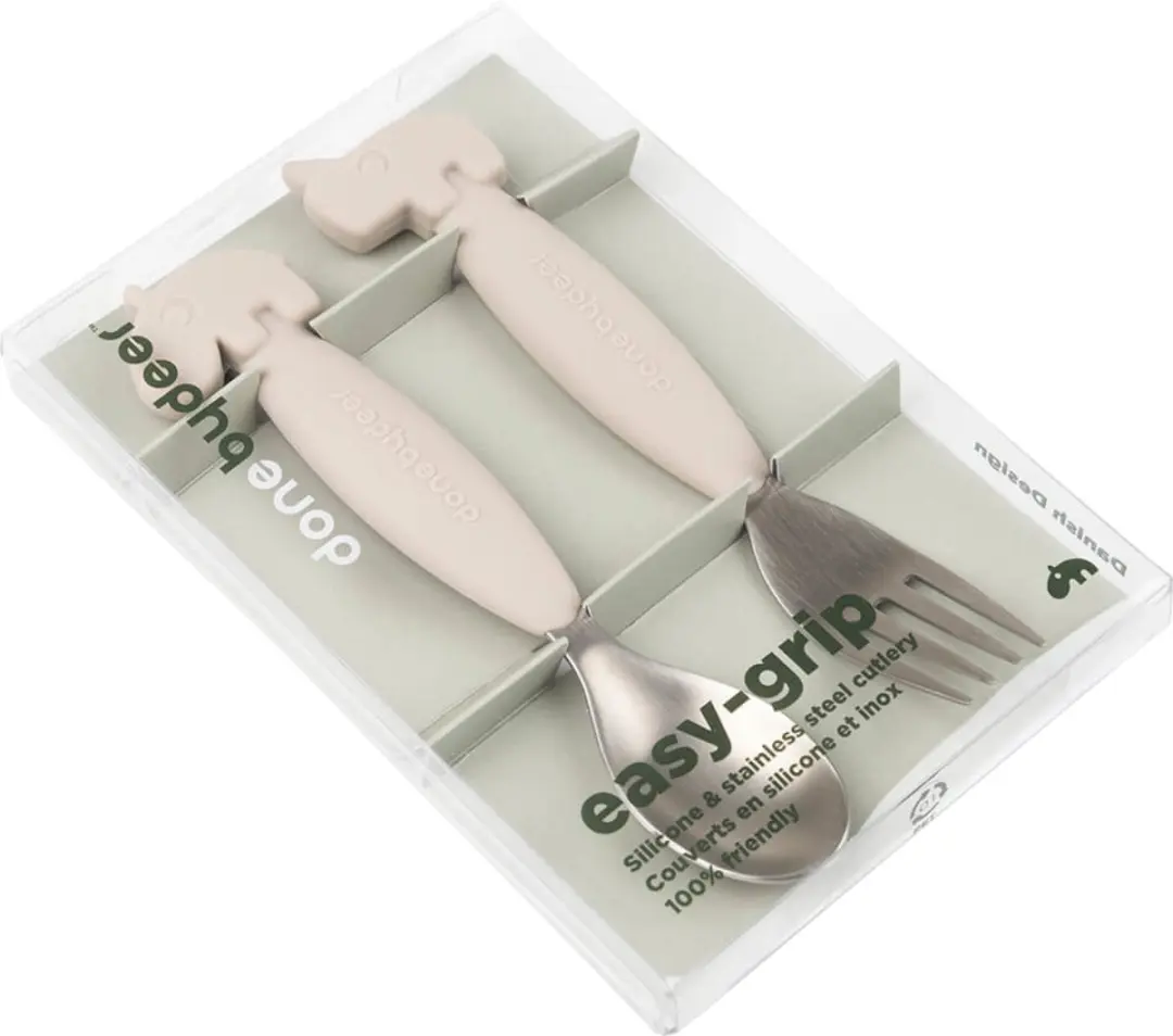 Done By Deer Deer Friends Lepel en Vork - 2 Stuks - Beige - afbeelding 2 van 5