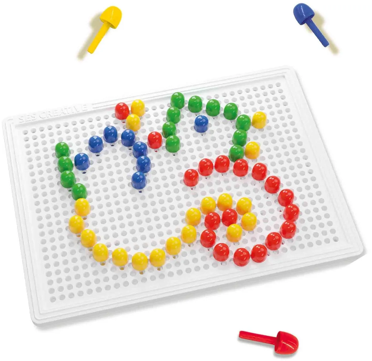 SES Creative Mozaïekbord Compact - 100 Pinnen - 4 Kleuren