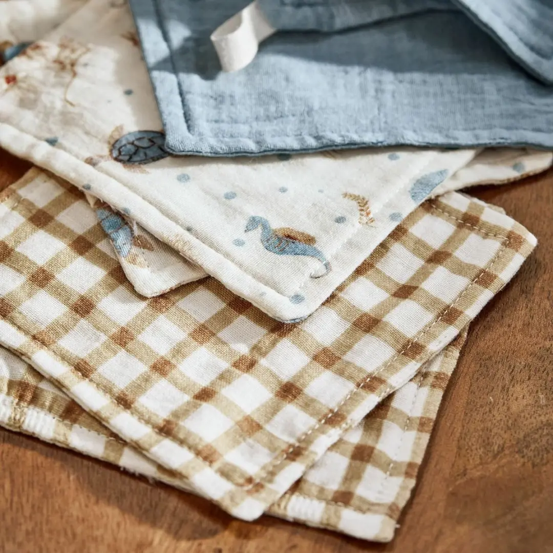 Loberon Washandjes Tinkertop Blauw/Beige - 6 Stuks