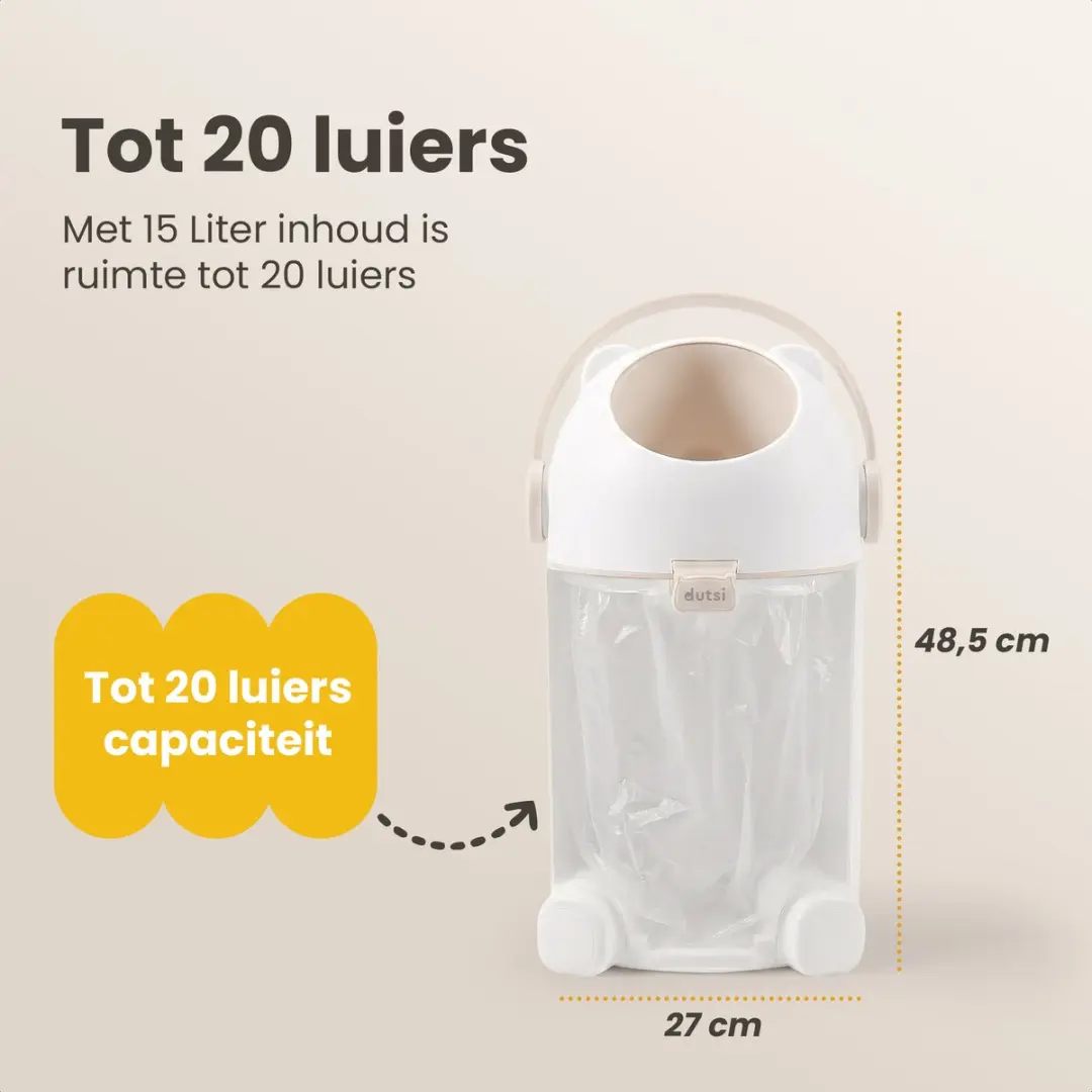 Dutsi Luieremmer PLUS 20L - 40 Zakjes - Beige/Taupe
