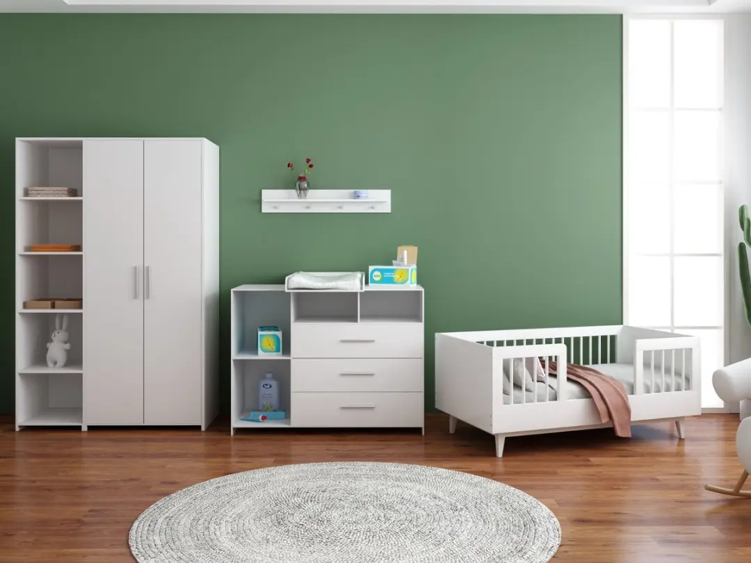 Born Lucky ® Peuterkamer Timo Wit 3 Delig met Commode Jim en Lars Kledingkast
